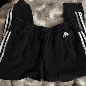 Adidas Women's Black Joggers with White Stripes
